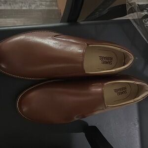 Brown Leather Slip-On Loafers